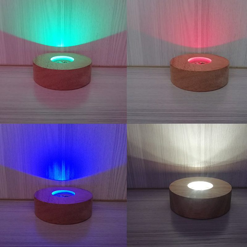 Resin Art Stand - 8cm Round Wooden LED Light Dispaly
