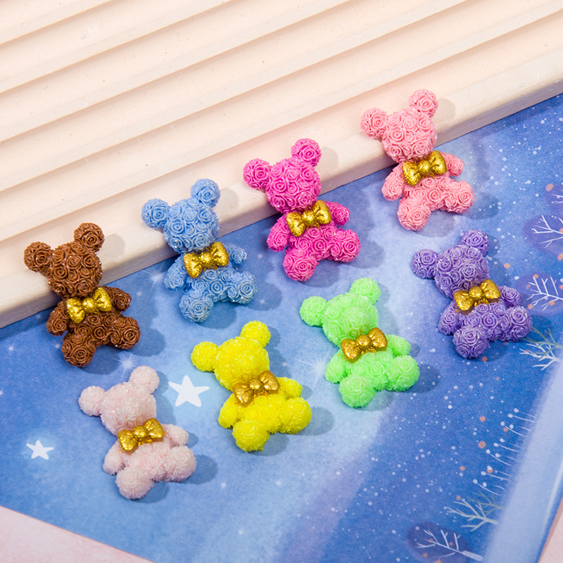 Resin Art Rose Petals - 10PCS Rose Blossom Bear Resin Accessories