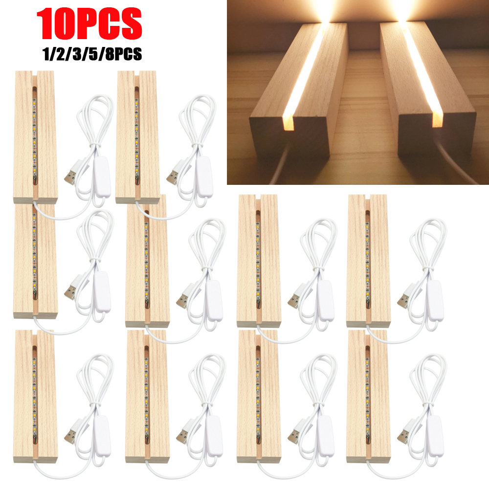 Resin Art Stand - 10pcs LED Wood Light Display Crystal