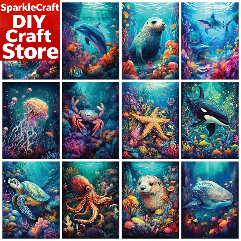 Resin Art Beach - 1PC frameless Full Square Round Diamond