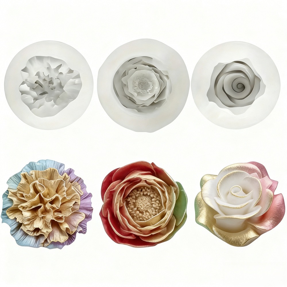 Resin Art Rose Petals - 3-Piece Silicone Molds for Roses, Peonies,