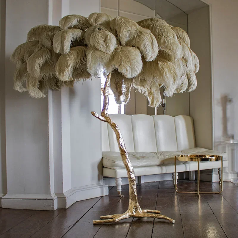 Resin Art Stand - Modern Led Ostrich Feather Floor Lamps