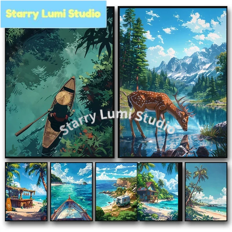 Resin Art Beach - Sea Summer Landscape Bar Anime Wall