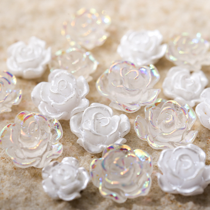 Resin Art Rose Petals - 50PCS 6/8/10MM White Rose Flowers Charms