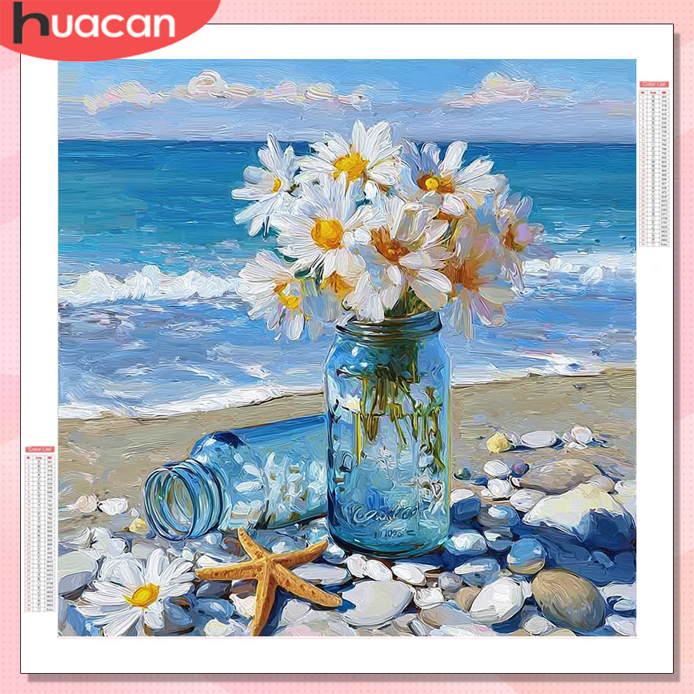 Resin Art Beach - HUACAN Diamond Painting Daisy Flower Diamond