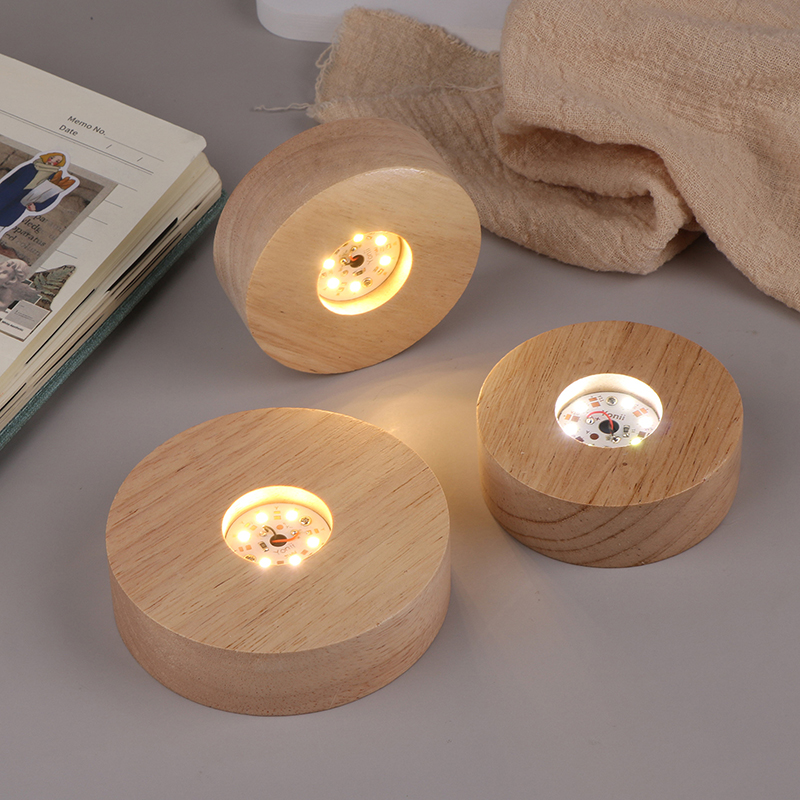 Resin Art Stand - Battery Operated 8/10cm Round Wooden LED