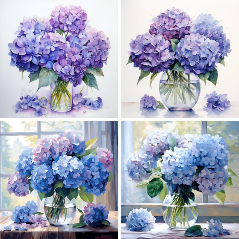 Resin Art Kits For Adults - Diamond Painting Hydrangeas Flowers Kits for