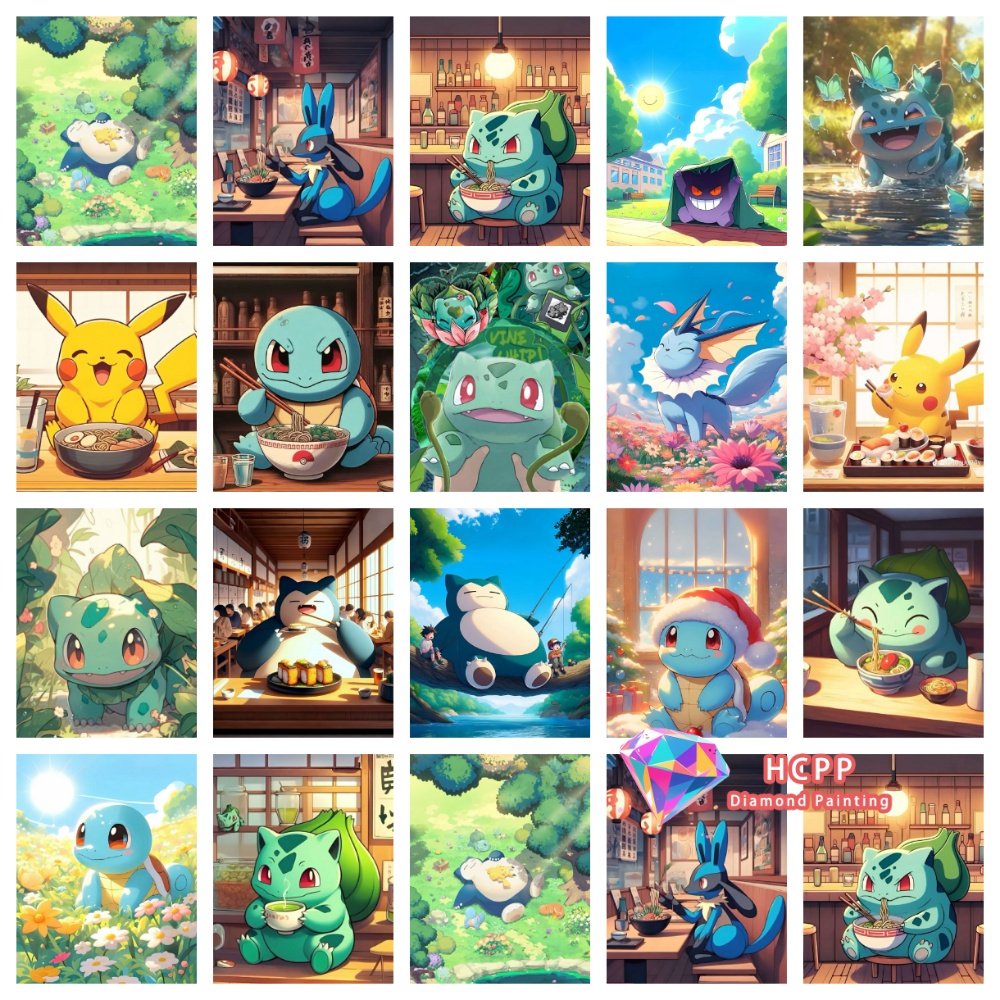 Pikachu Bulbasaur Squirtle Ani - огляд і ціна Resin Art Canvas