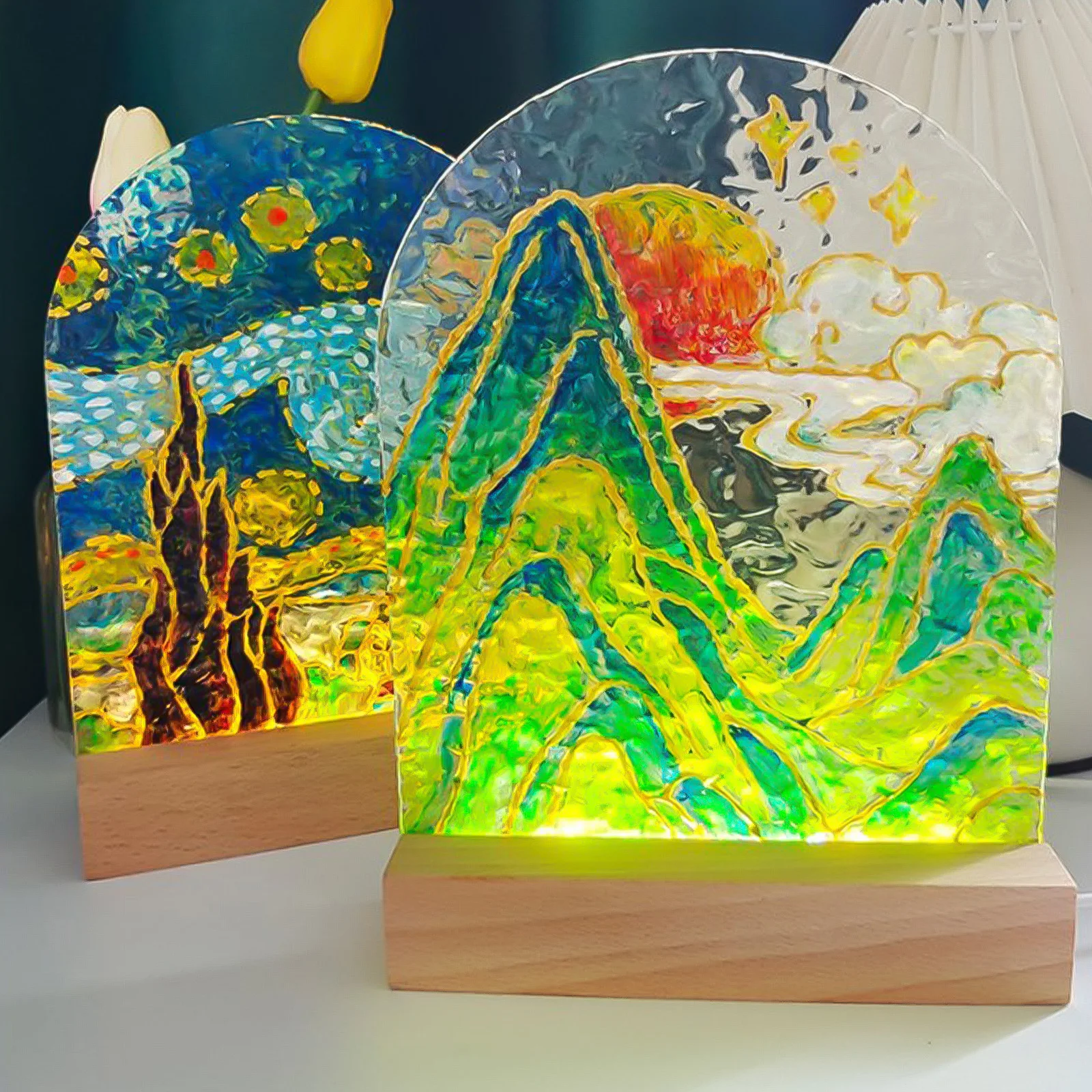 1-10pcs LED Wood Light Display - огляд і ціна Resin Art Stand
