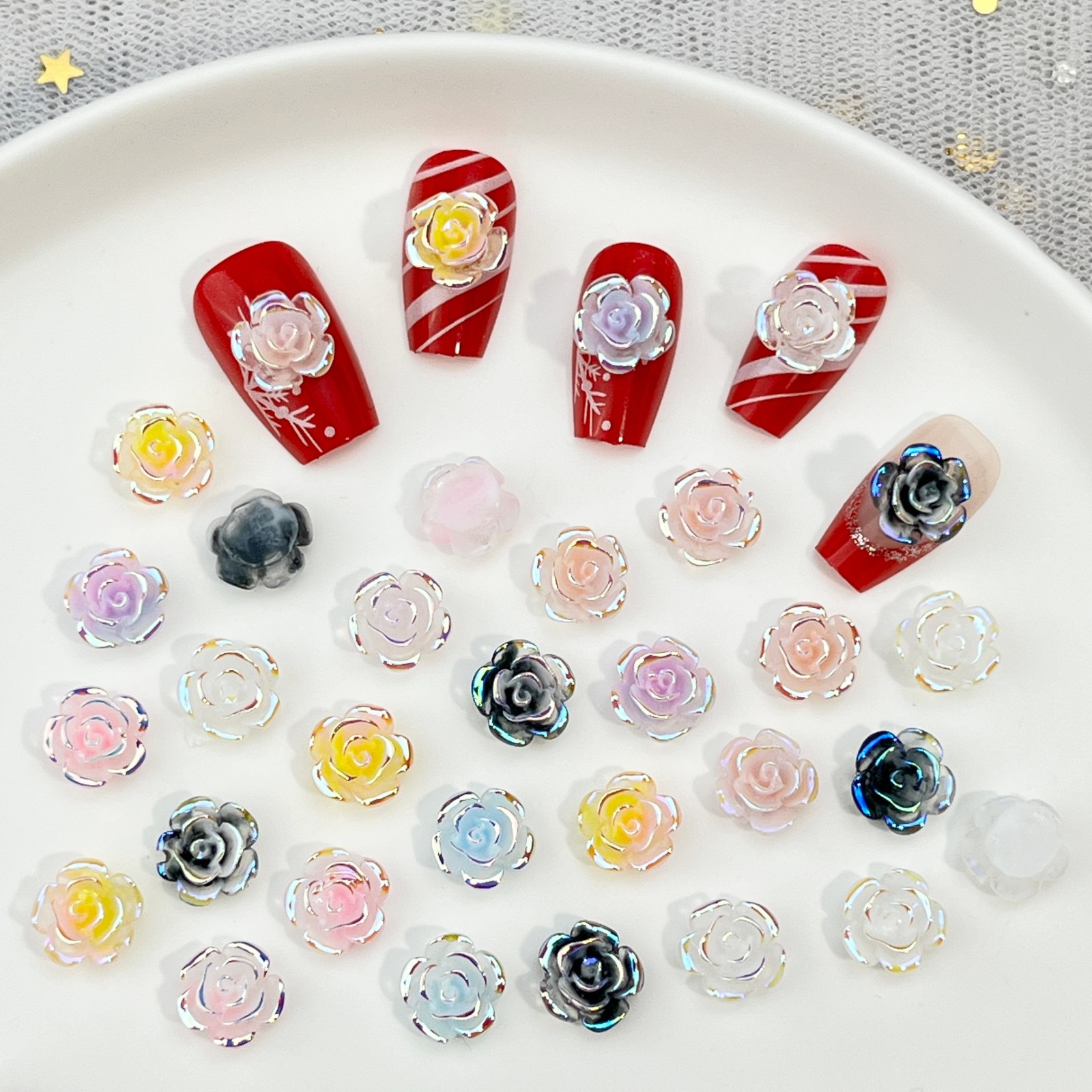 50PCS 7 Colors Of Aurora-Effec - огляд і ціна Resin Art Rose Petals