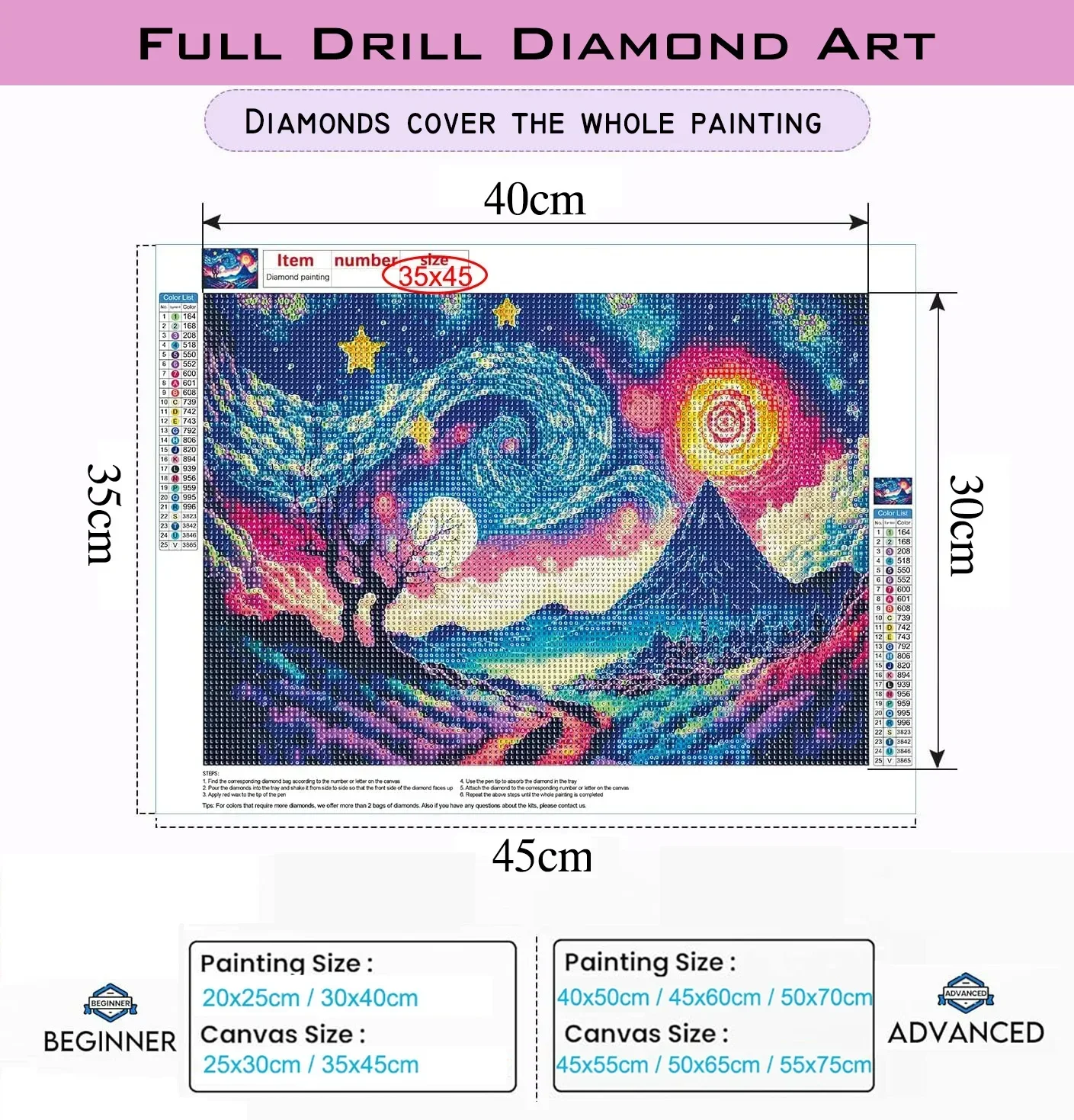 1pc frameless Cross Stitch Dia - огляд і ціна Resin Art Canvas