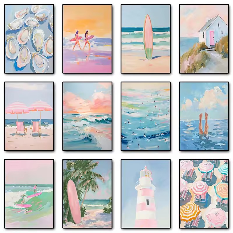 Pink Watercolor Ocean Waves Se - огляд і ціна Resin Art Beach